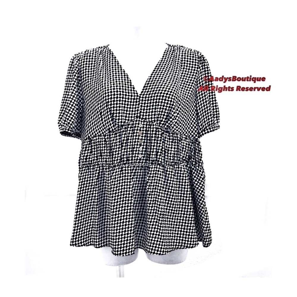 Michael Kors Peplum Blouse in Black & White, Size XL New with Tag - Picture 9 of 9